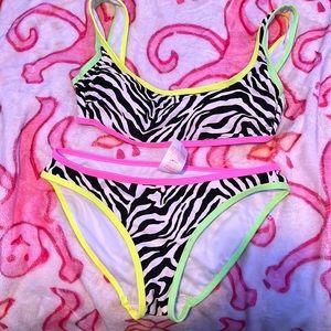 Zebra print neon bikini